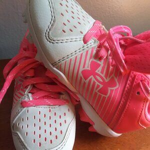 Under Armour Leadoff Low RM Baseball Cleats shoes pink/white sz 10K
